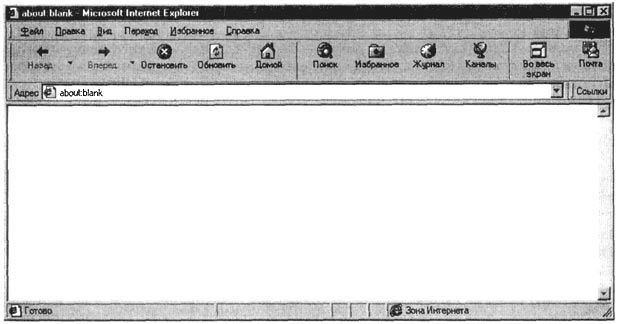 Рис. 6.1. Вид окна браузера IE 4.0, в котором показано назначение кнопок на панели инструментов