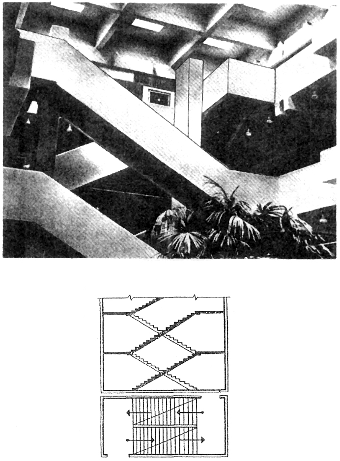 Рис. 53. Главная лестница в общественном здании (одномаршевая)