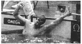 В. Сальников - сильнейший пловец за нею историю отечественного плавания. Три золотые медали он завоевал на Олимпиаде-80, причем дистанцию 1500 м он проплыл впервые менее чем за 15 мин - 14.58,27. Через 8 лет, когда почти никто уже не верил в успех 28-летнего спортсмена, он вновь побеждает на дистанции 1500 м на Олимпийских играх 1988 г.