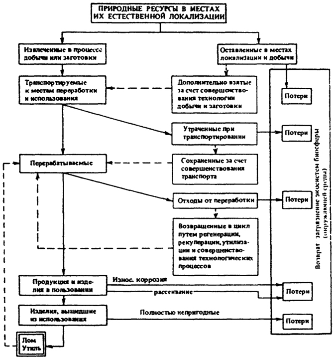 Рис. 13.7. Модель ресурсного цикла (по Г.В. Стадницкому, А.И. Родионову, 1996)